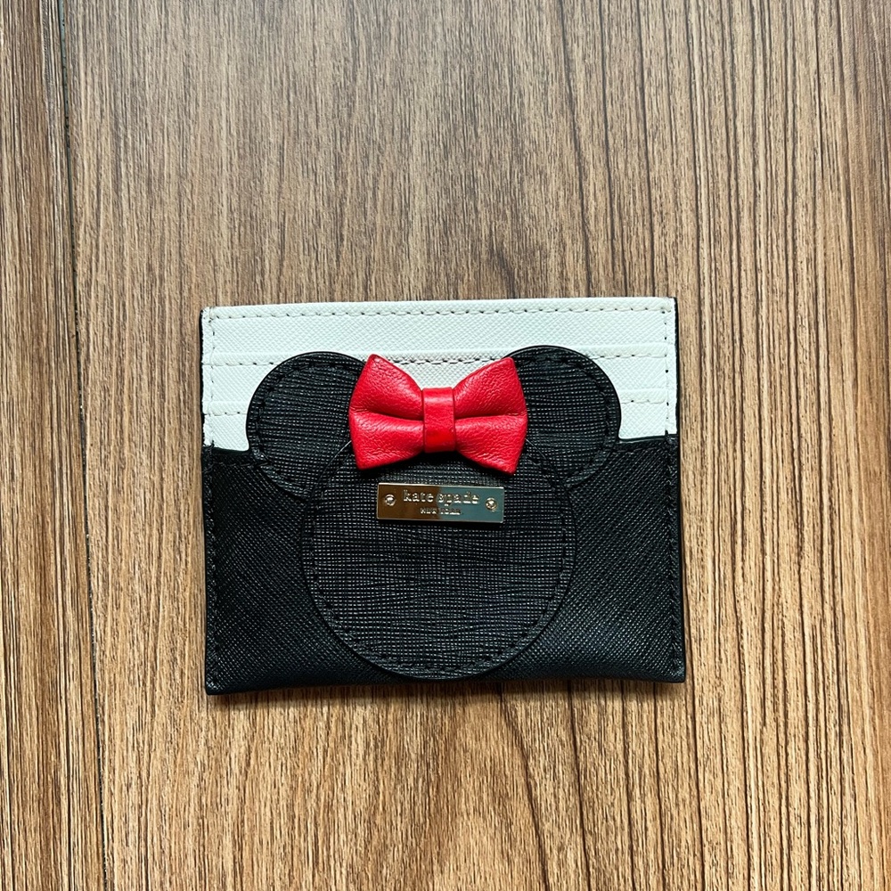 Disney Kate Spade Black and White Card Holder with Red Accent
